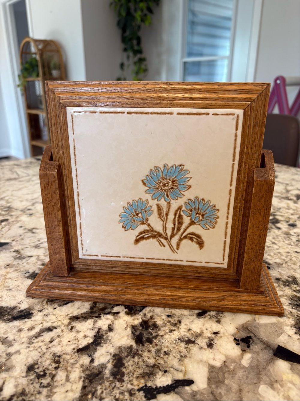 vintage coaster set, 1970s/1980s farmhouse